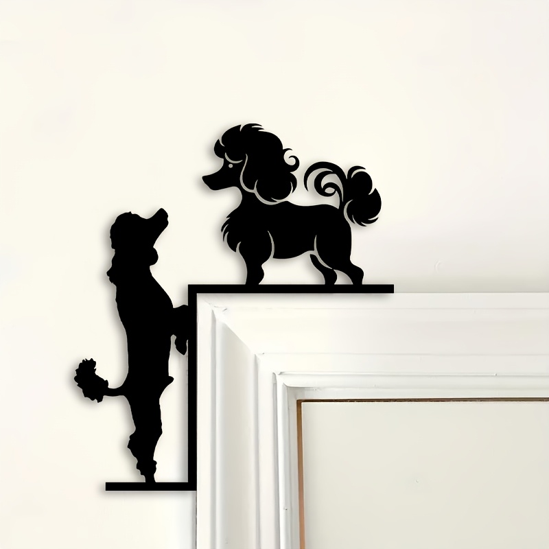 DDPNKL 1pc Art Deco Poodle Metal Corner Wall Art, Silhouette Animal Theme Home Decor, Ideal Birthday Gift for Pet Lovers