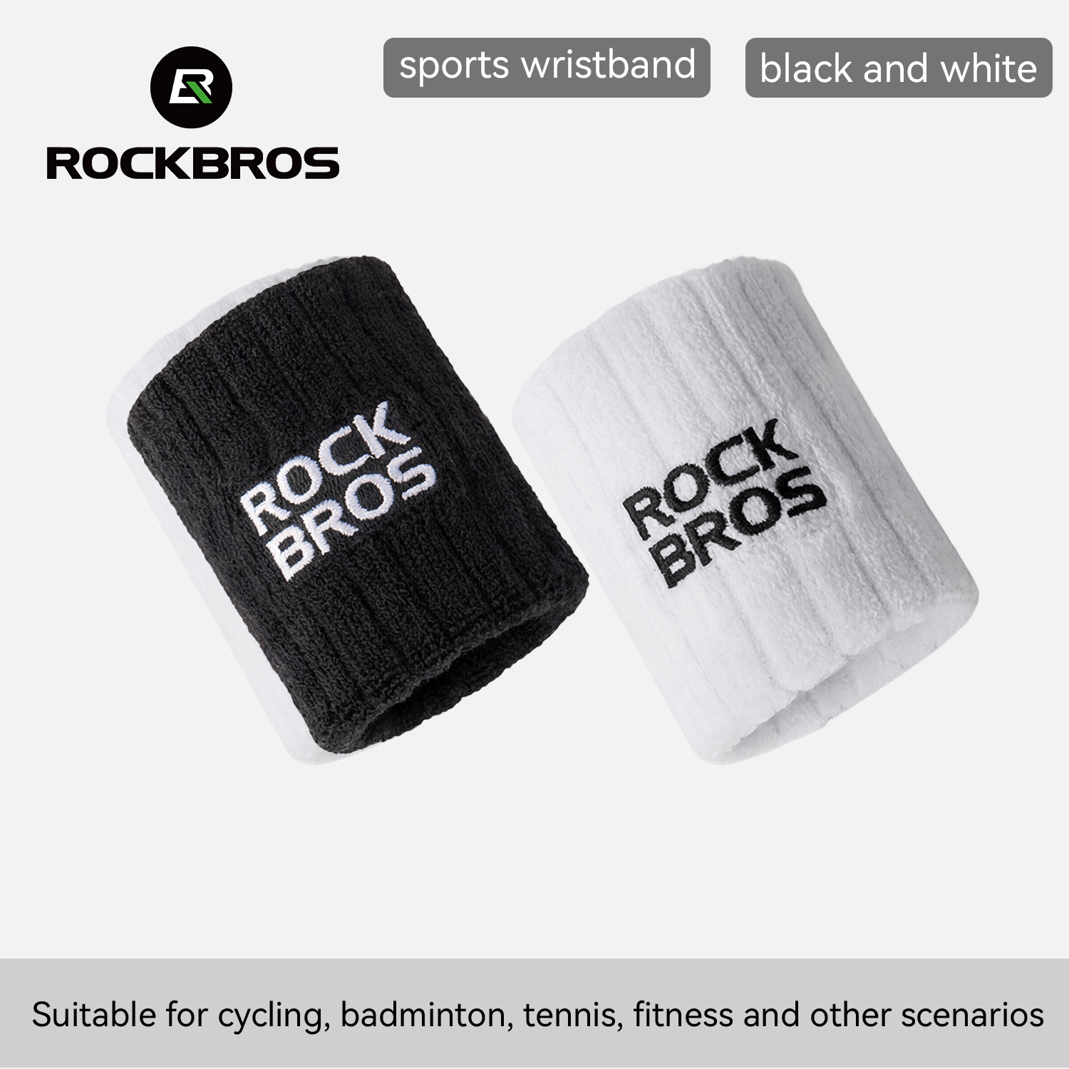 ROCKBROS Adjustable Wrist Support Brace Sweatbands Sports Wristband Wicking Athletic Sweatband for Tennis, Basketball, Running