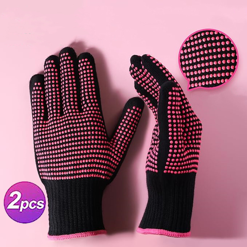 2 pairs of professional hair care gloves, suitable for salons and homes, for straightening/smoothing/styling hair, and reusable