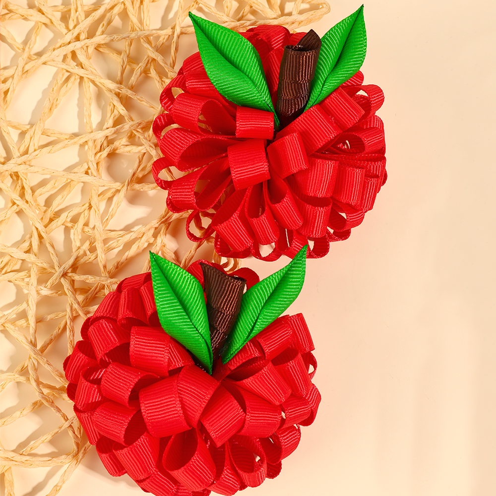 2Pcs 3D Hair Clips For Girls Sweet Red Hydrangea Flower Hairpins Kids Children Cute School Trendy Headwear Accessories