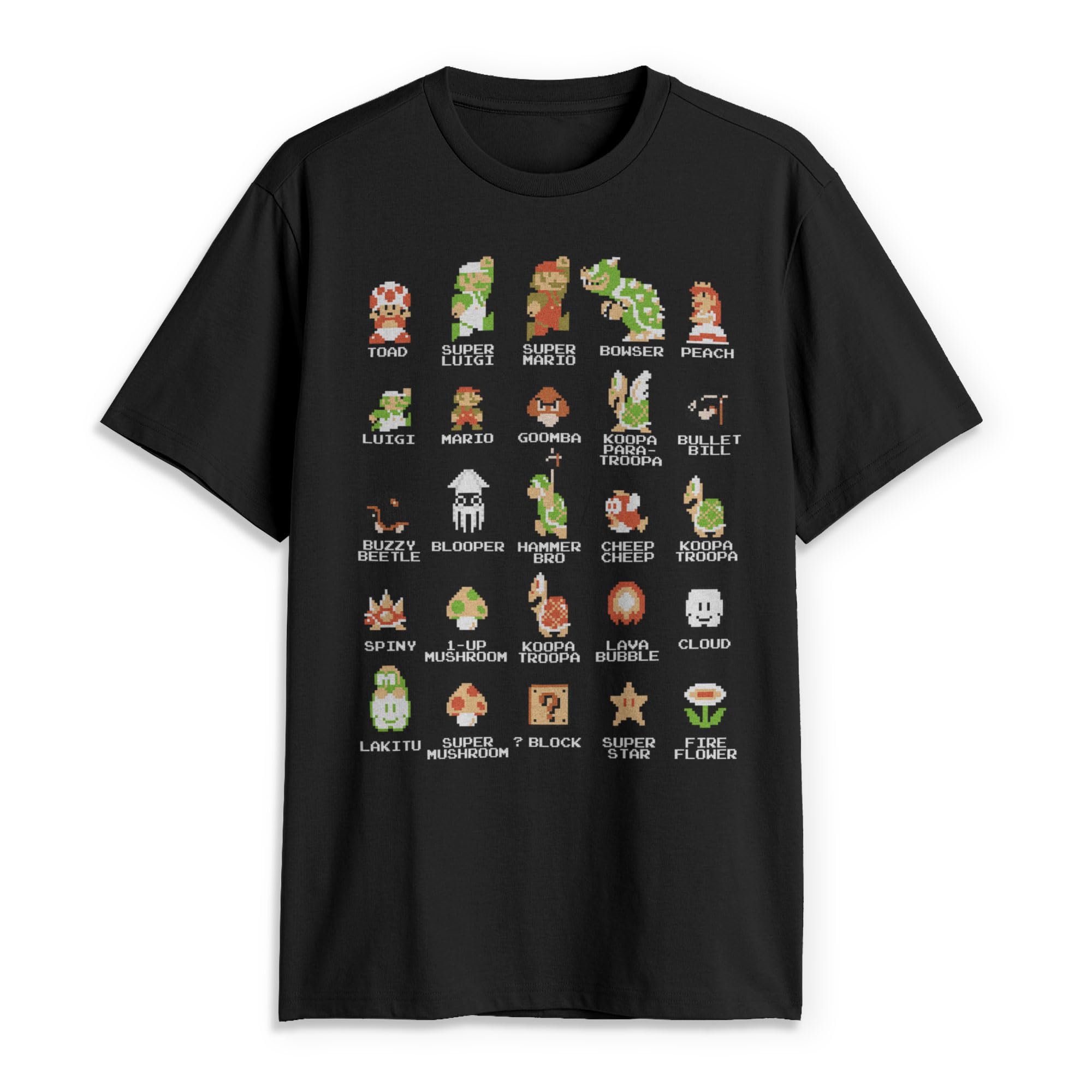Super Mario pixel style graphic unisex 100%cotton shirt,2026 summer New Men vintage fashion O-neck Japanese Harajuku T-shirt