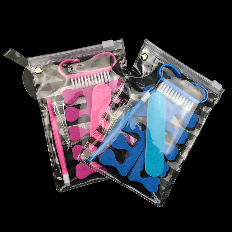6PCS Nail Art Finger Separator Set Nail File Cuticle Nipper Shaping Buffing Kit Manicure Pedicure Tools