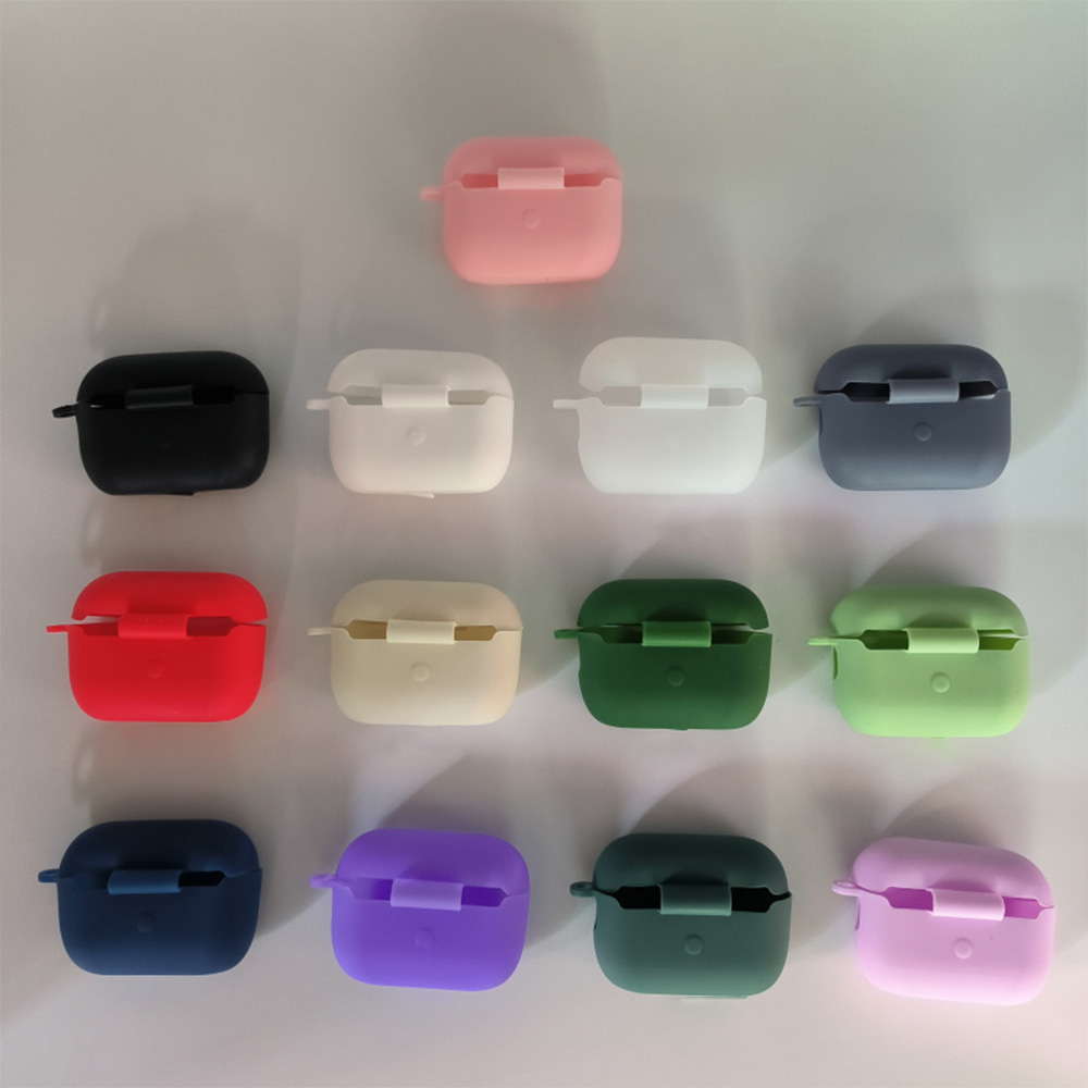 For AirPods Pro Protective Case Silicone New Solid Color Apple Bluetooth Headset Soft Case Protective Cover