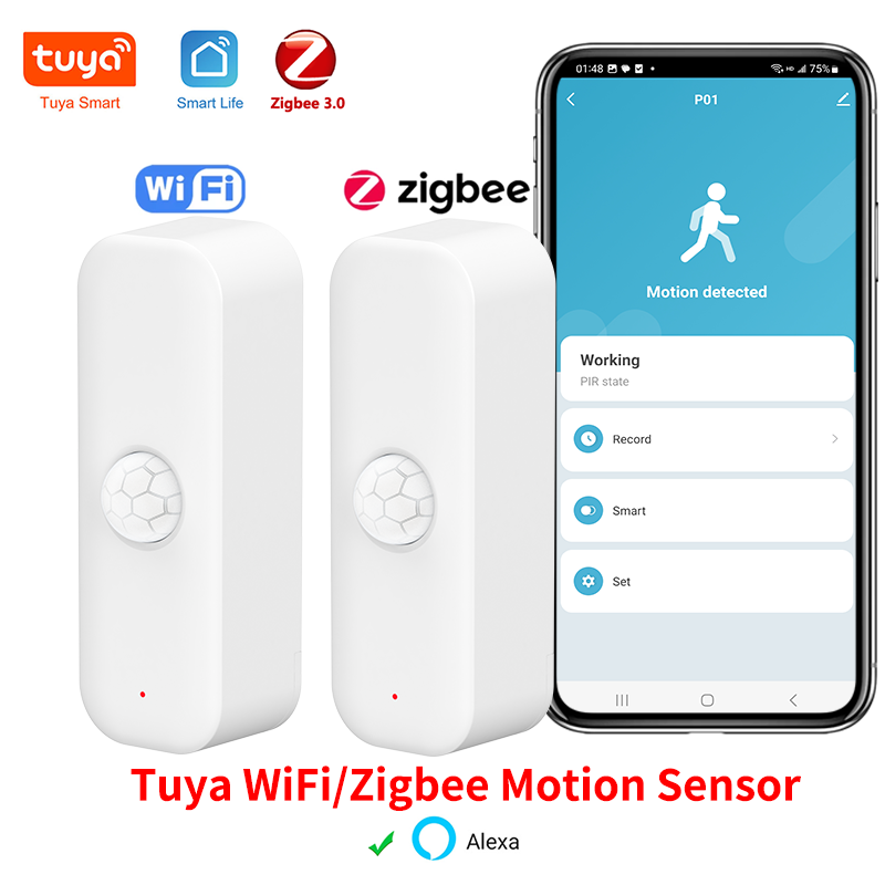 Tuya PIR Sensor Zigbee WiFi Smart Motion Detector APP Remote Control Workwith Yandex SmartLife Alexa