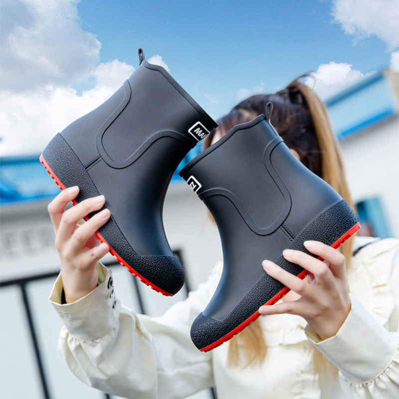 Summer Mid-Calf Rain Boots For Men Women Winter Warm Rain Boots Waterproof And Anti-Slip Slip-On Rain Shoes All Season