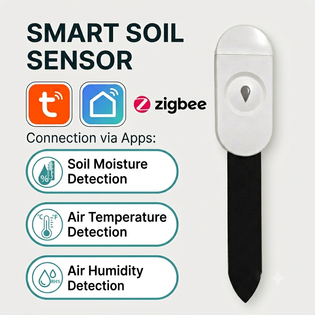 Zigbee Soil Moisture Sensor Monitor Plants Moisture Humidity Temperature Tester Tuya Smart Life Voice Control Home Alexa