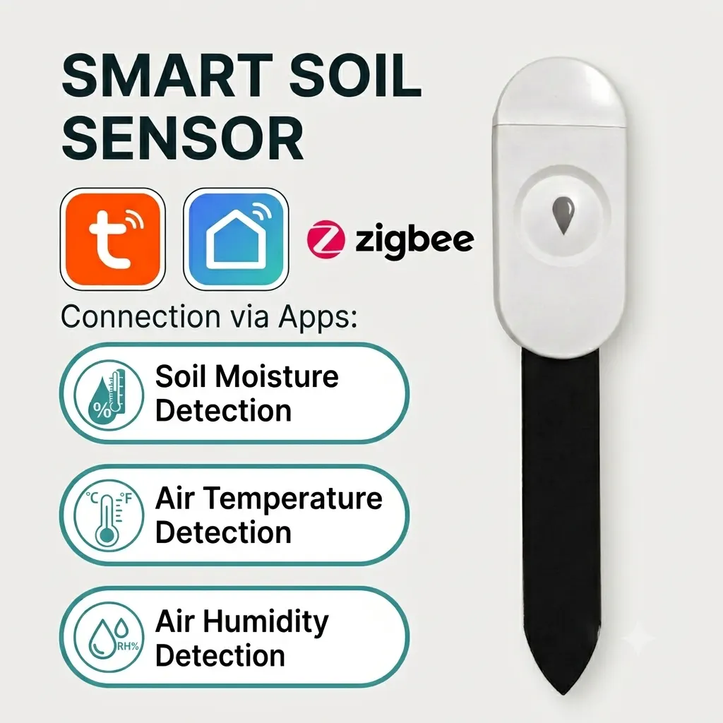 Zigbee Soil Moisture Sensor Monitor Plants Moisture Humidity Temperature Tester Tuya Smart Life Voice Control Home Alexa - image 1