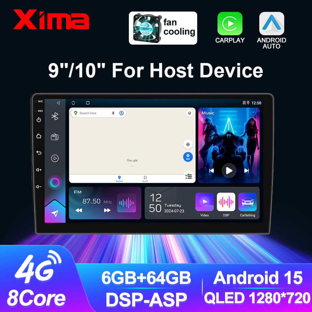 XIMA Universal 9/10'' 2 Din CPU A53 Android 15 Car Radio Multimedia Stereo Receiver Carplay For toyota Hyundai Kia VW Autoradio