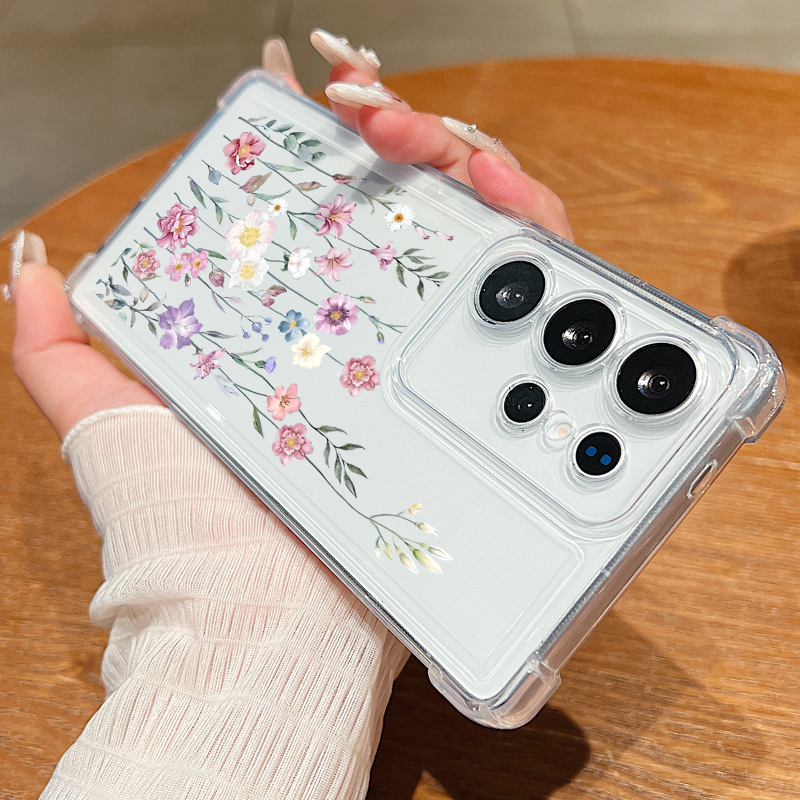 Little Flower Clear Case For S25 S24 S23 S22 Ultra Plus S24 S21 FE A16 A55 A54 A15 A56 A36 A14 5G TPU Phone Cover