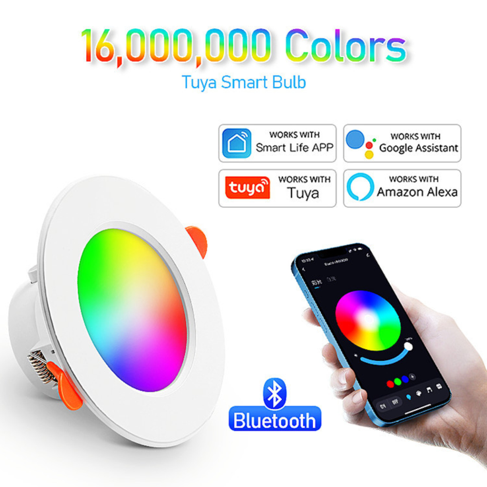 RGB TuYa Led Downlight AC85-265V 15W Dining Room LED Spotlight Smart Ceiling Light CW+WW Recessed Down Light Round Panel Light