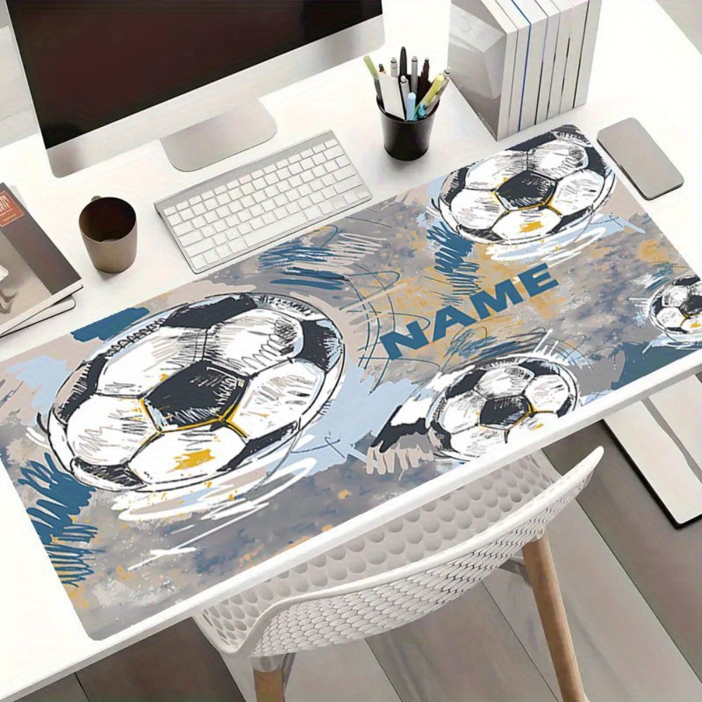 Football Themed Colorful Splash Art Mouse Pad, Non-Slip Office Home Decor Desk Mat