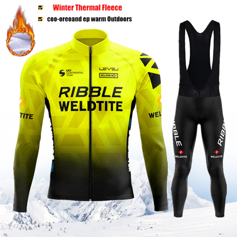 2025 Pro Team Winter Cycling Jerseys Set Men Long Sleeve Thermal Fleece Bicycle Clothing Keep Warm Bike Wear Suit Sportswear
