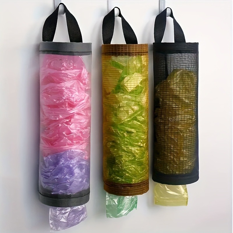 1PC wall-mounted plastic bag with hook foldable breathable mesh garbage bag suitable for all room types
