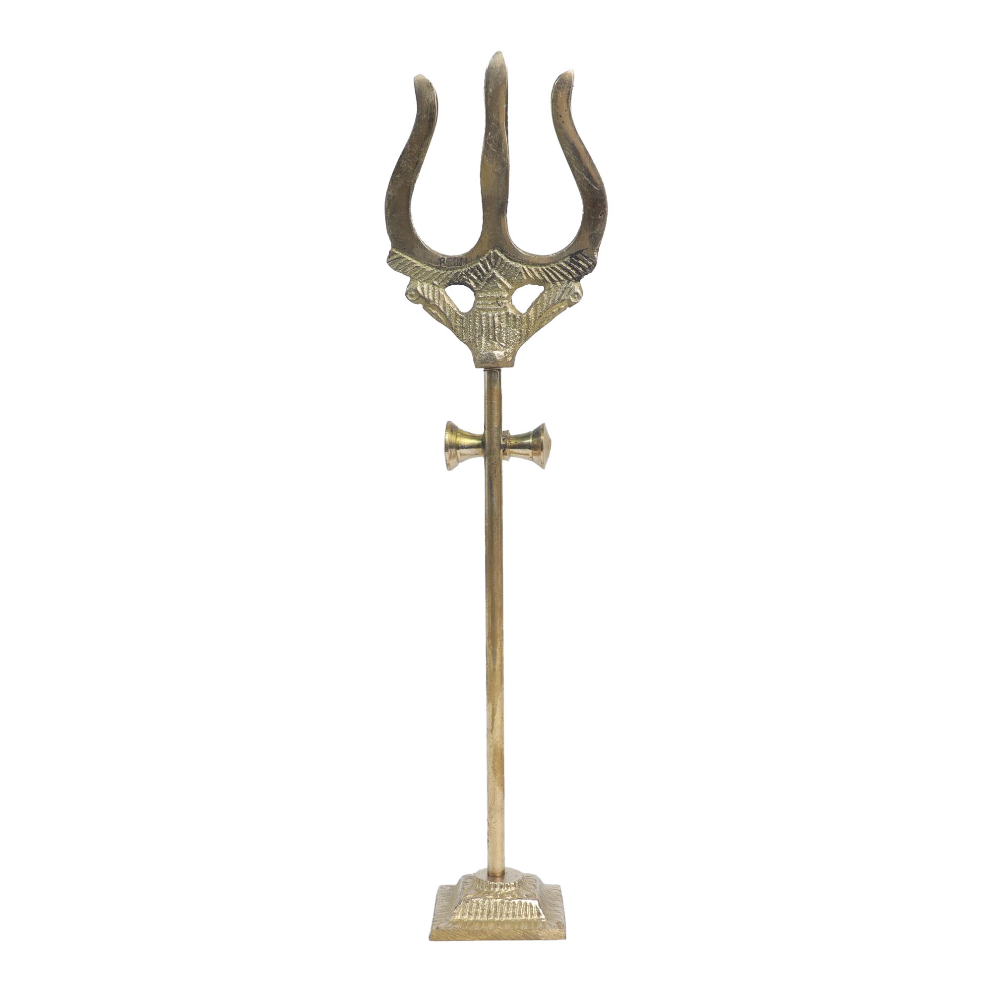 Lord Shiva Brass Trishul With Damaru On Stand 270gm