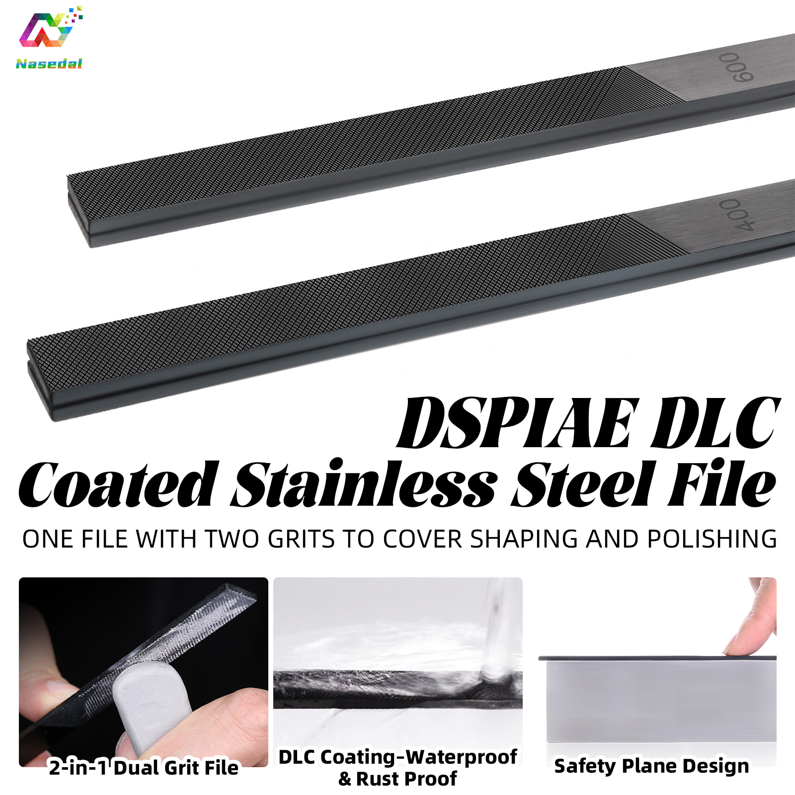 DSPIAE AT-FX01 AT-FX02 DLC Coated Stainless Steel File for Gunpla Resin Model Kits Coarse Fine Grinding Polishing Shaping Repair