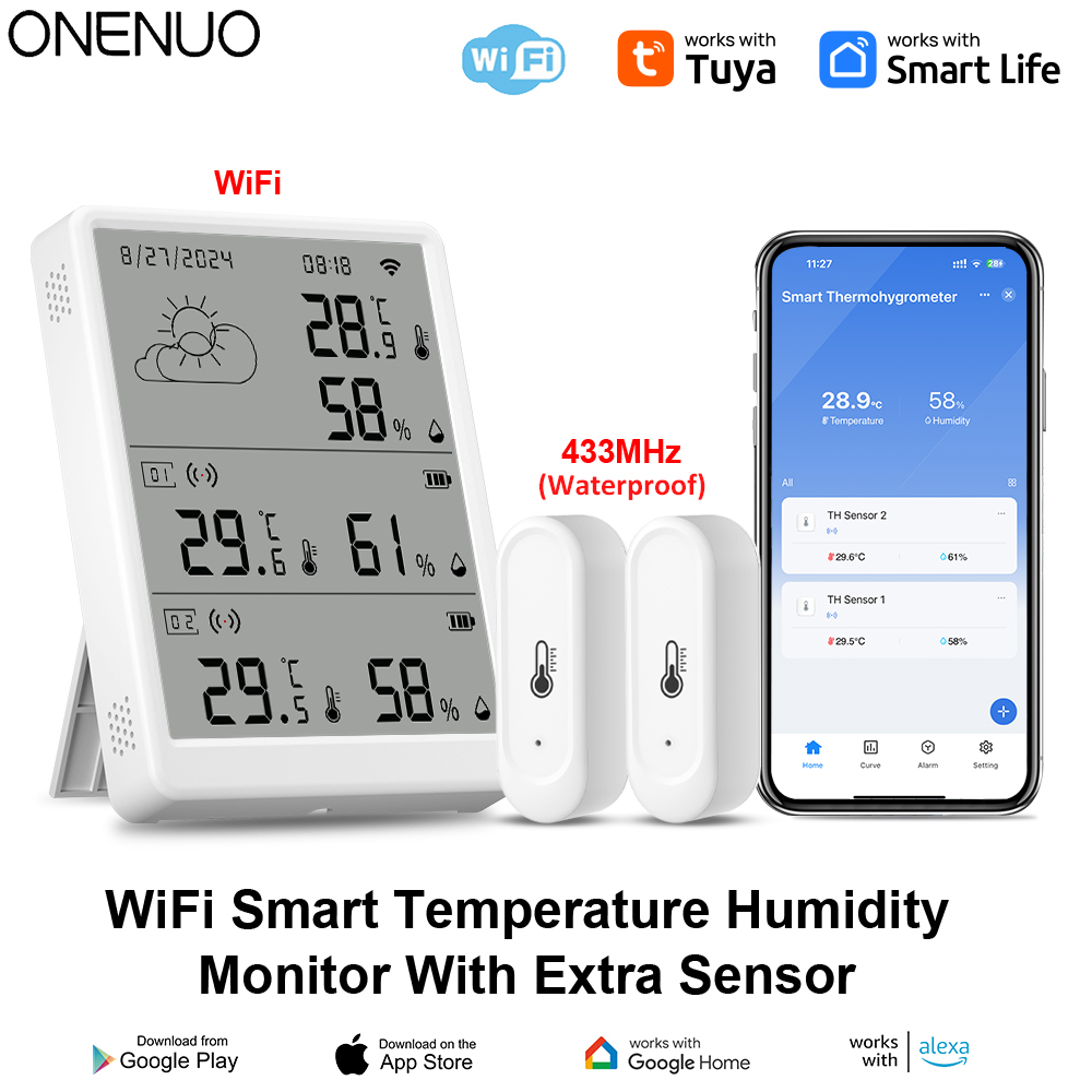 Tuya WiFi Weather Station Temperature Humidity Sensor Thermometer Hygrometer Max 9 SubDevice IP65 Waterproof Workwith SmartLife