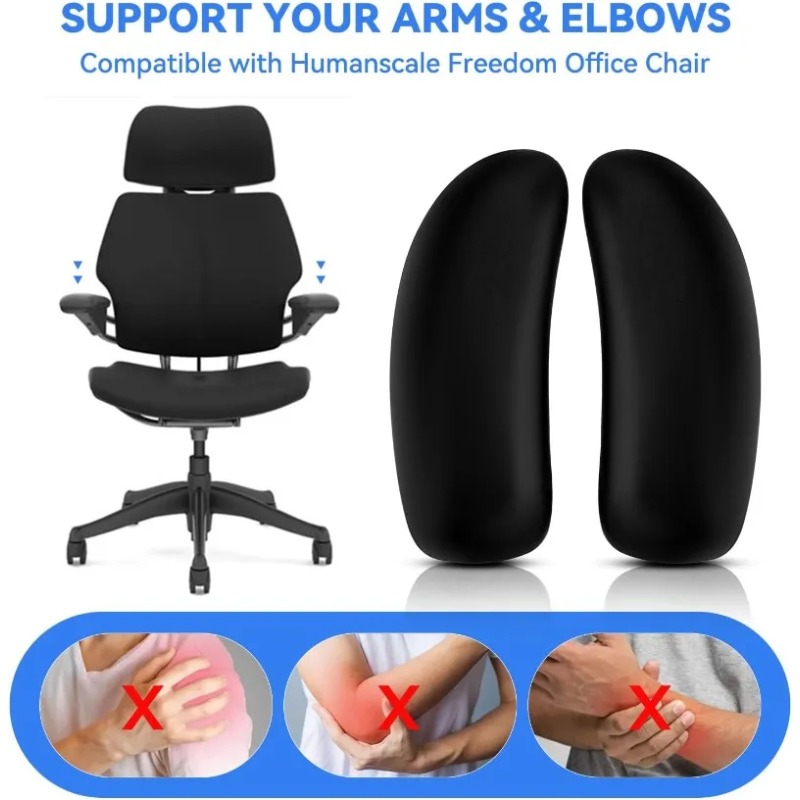 1 Pair Black Arm Pads Replacement for Humanscale Freedom Office Chair Only for Height Adjustable Arm Handrail Replacement Pad