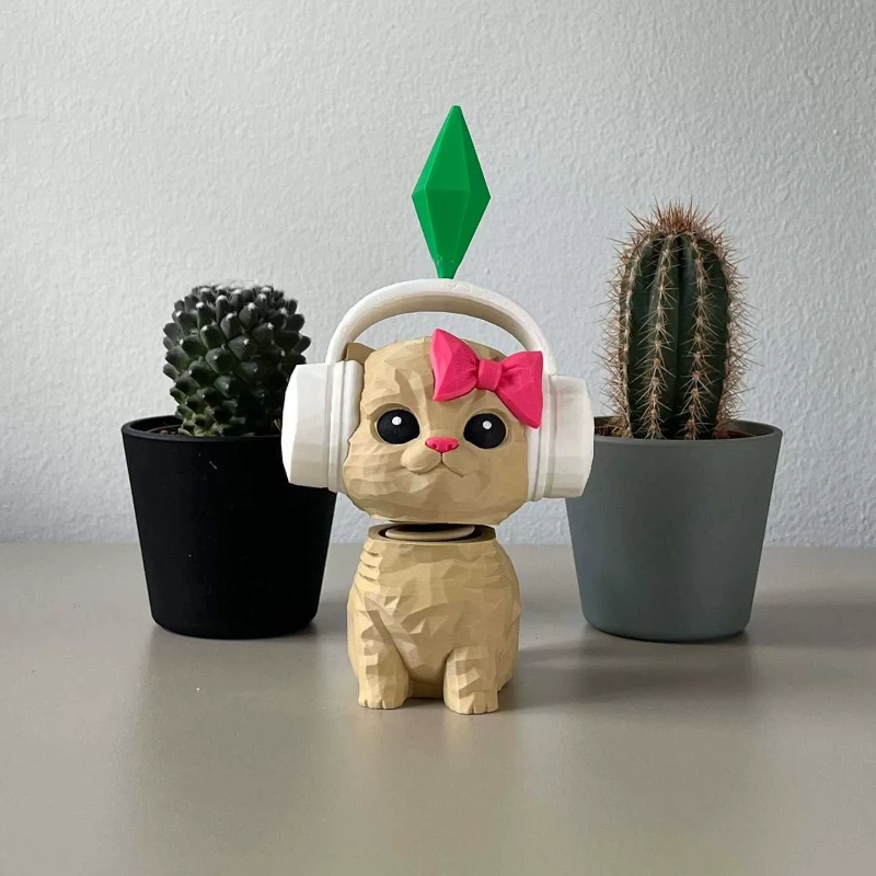 Cute Plumbob Dancing Cat Car Accessory The Sims Inspired Cat Figurine Ornament Creative Dashboard Decor For Car Interior & Desk
