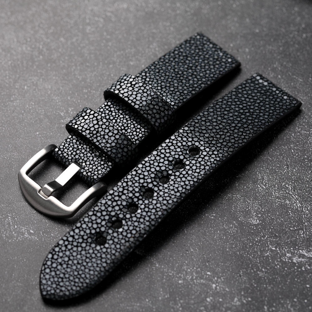 Handmade Pearl Fish Skin Strap 20MM 22MM 24MM 26MM, Durable Vintage Men's Leather Strap,Soft Watchband