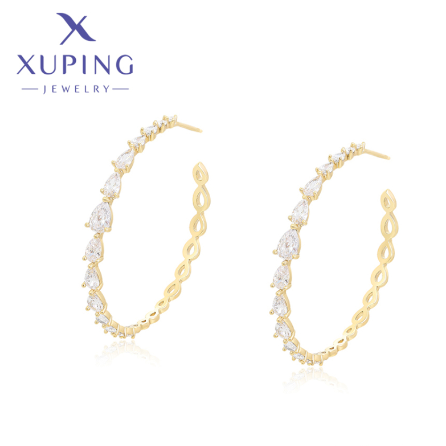Xuping Jewelry Hot Trendy High Quality Simplicity Charm Circle Shape Light Gold Color Earring for Women Birthday X000783638