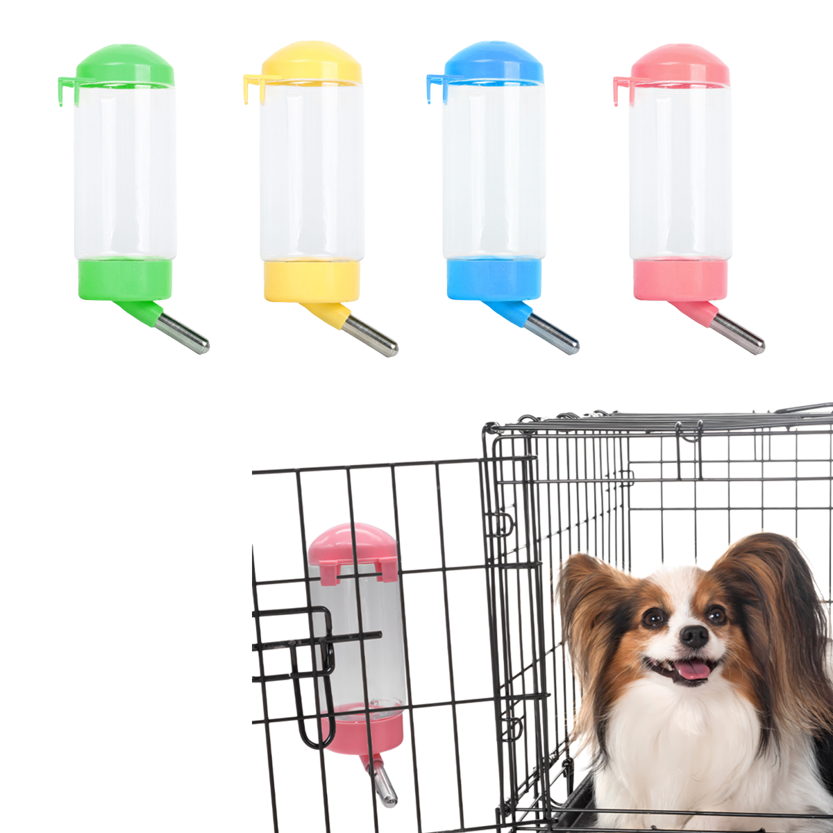 Hanging Pet Water Bottle - Cage-Mounted Leak-Proof Drinker, Summer Hydration for Puppies/Cats with Portable & Stylish Design