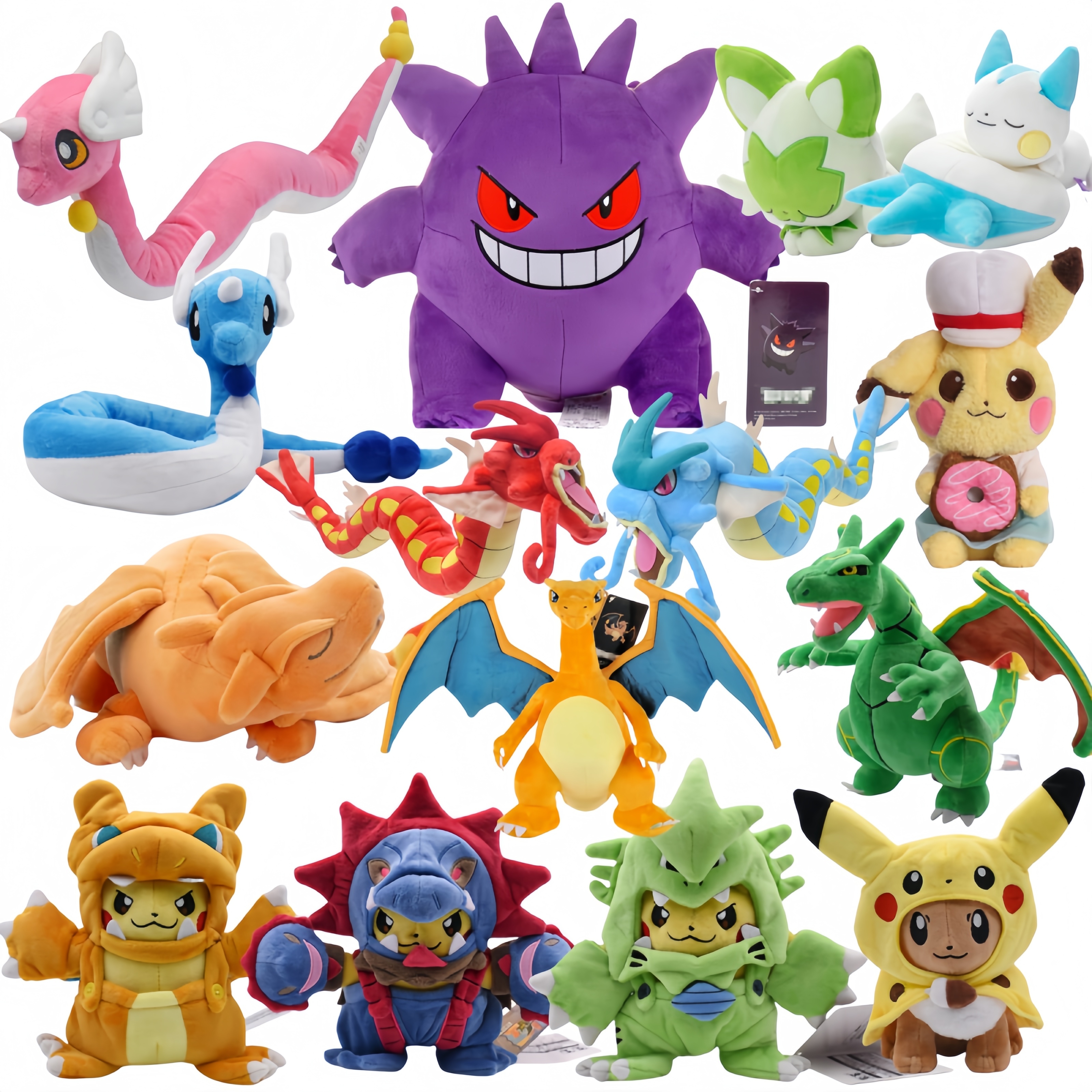 Pokemon Pikachu Sleeping Charizard Peluche Toy Pikachu Riding Gyarados Lapras Latios Latias Plush Doll Gengar Stuffed Doll