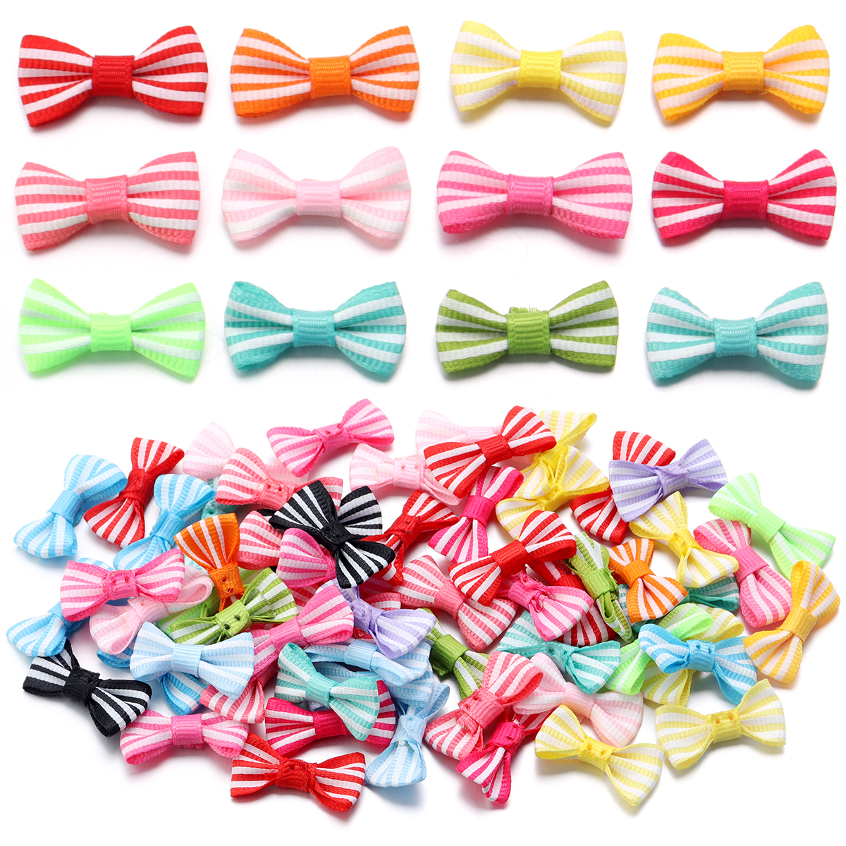 50-100Pcs 1.5x3cm Small Satin Ribbon Bows Striped Handwork Craft bow Wedding Party Sewing DIY Clothing Decorations Accessories