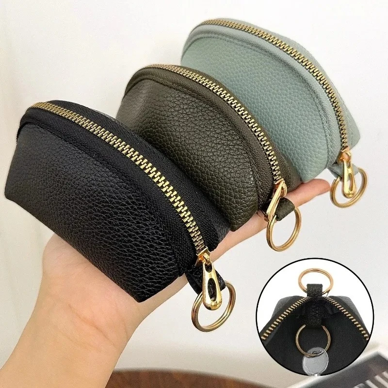 2026 New Simple Soft Leather Large Capacity Universal Car Key Bag Compact Storage Korean Mini Key Bag for Home Use