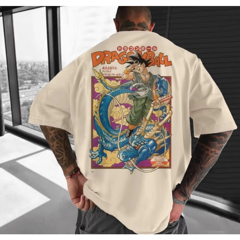Dragon Ball Men's Anime T-Shirt Summer 2026 Loose Large Size Streetwear Casual Print Parent-Child Top for Children