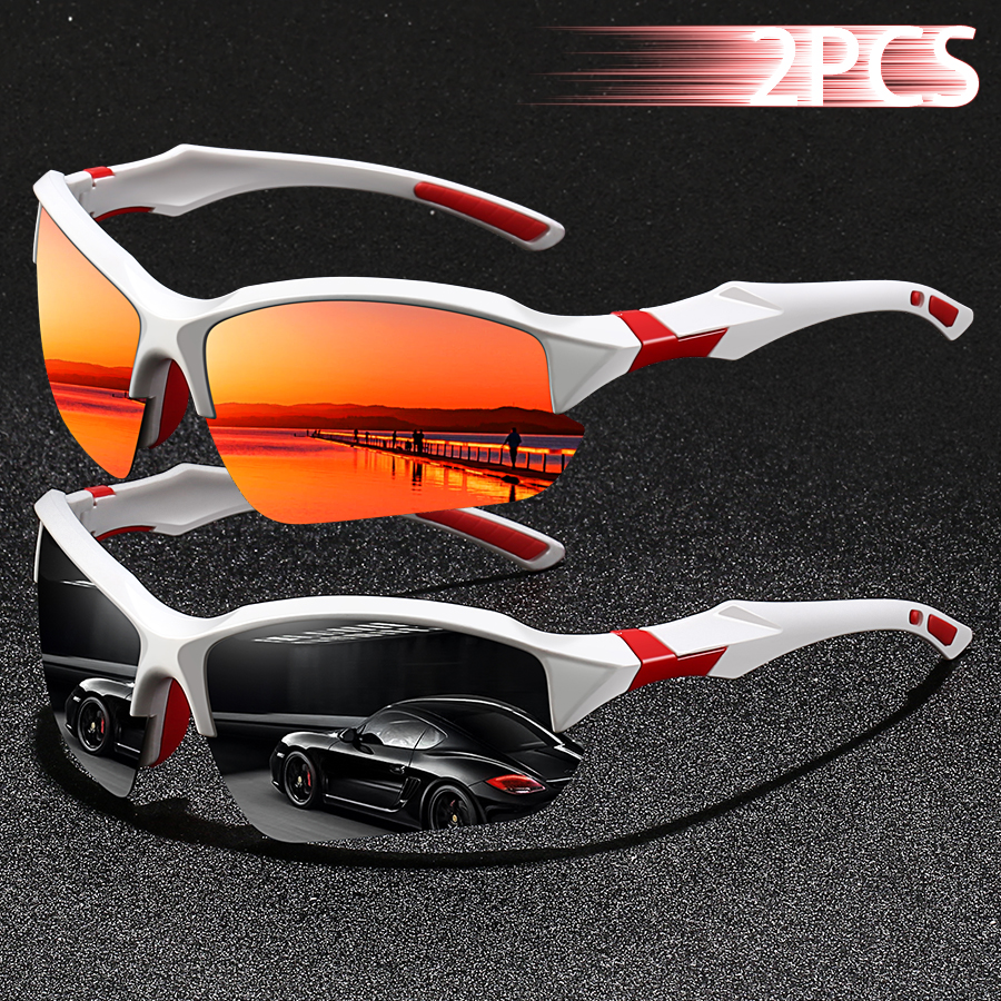 2pcs 2025 Polarized Sports Fashion Glasses for Men, Ideal for Driving, Cycling & Fishing - TAC Lens, PC Frame