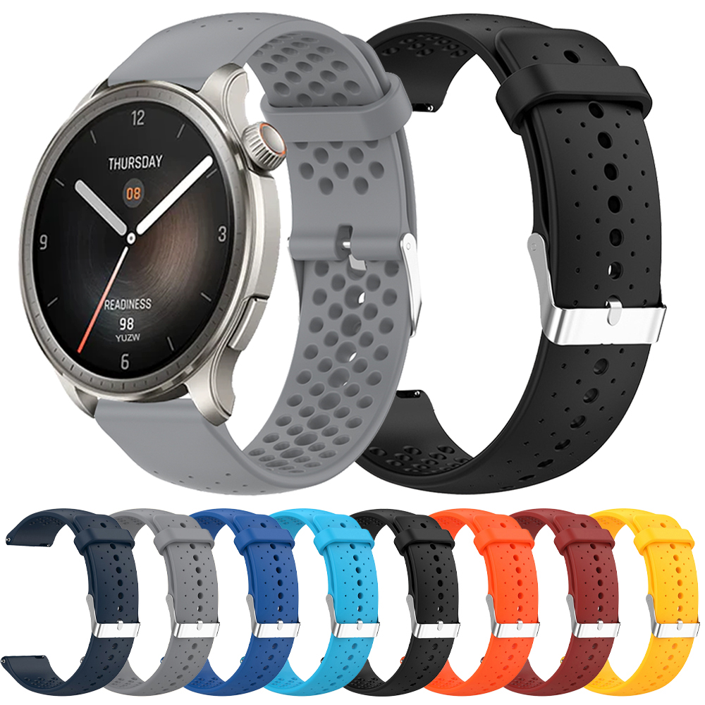 20 22mm Silicone Wrist Strap for Huami Amazfit BALANCE 2 GTR 47mm 42mm GTR4 2 3Pro GTS 4 2 Bip 6 5 Bracelet Band Smart Watchband