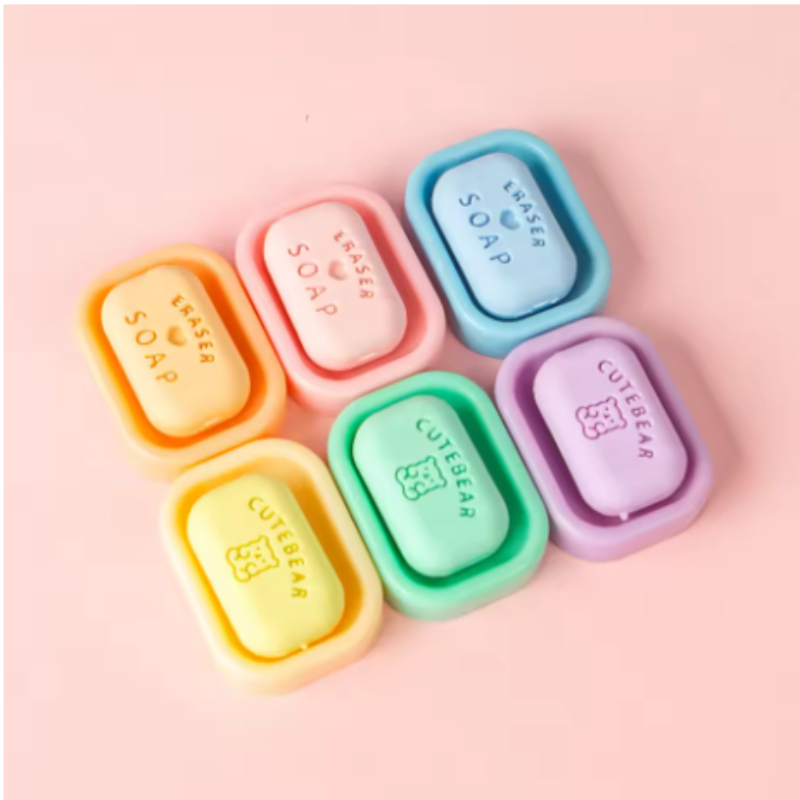 1pcs/4pcs Mix Random New Student Stationery Realistic Floral Bubble Shape Soap Eraser Stationery Toy Funny
