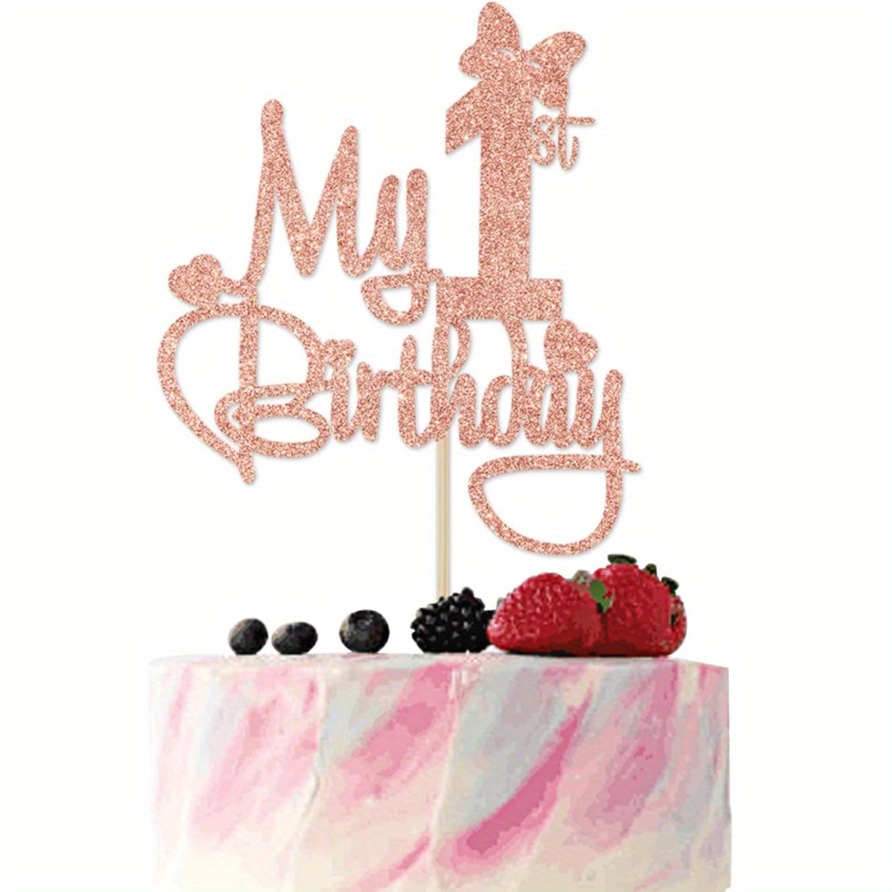 1pc My 1st Birthday Cake Topper, Miss Onederful Cake Decor, Baby Girls 1st Birthday Party Decorations Rose Gold
