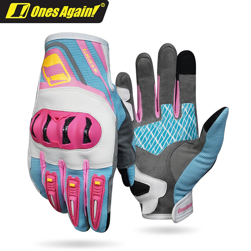 Ones Again! Women's Motorcycle Gloves Breathable TPU Carbon Fiber Shell Moto Motorbike Racing Full Finger Gloves