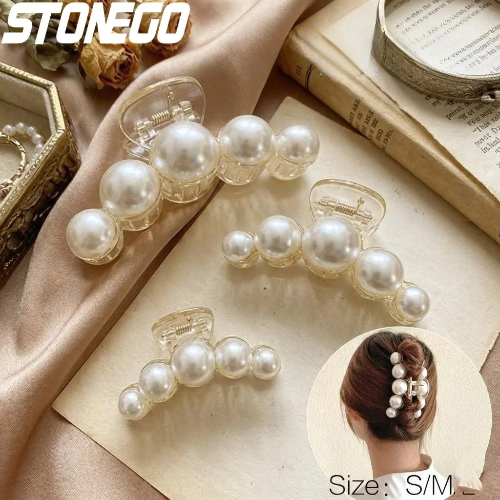 1PC Pearl Hair Clip Retro Elegant Simple Bath Pan Clip Available in 3 Sizes Fashionable Hair Accessories for Women and Girls