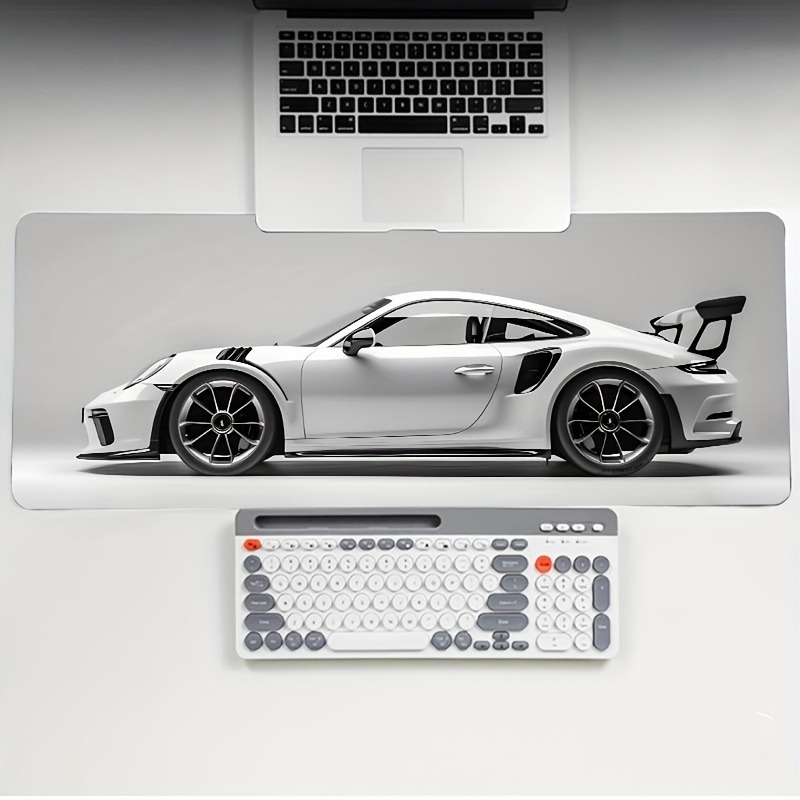 Cool Sports Car Pattern White Art Mousepad Large Gaming Mouse Pad XXL Anti-slip HD Gaming Keyboard Mousepad Long Desk Mat