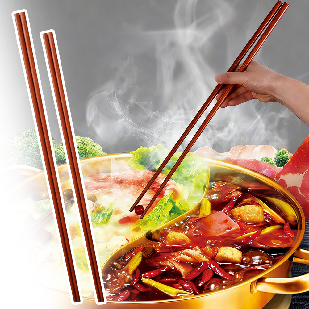 Long Wooden Chinese Chopsticks Hot Pot Kitchen Frying Chopsticks Premium Wenge Wood Extra Long Kitchen Cooking Chopsticks