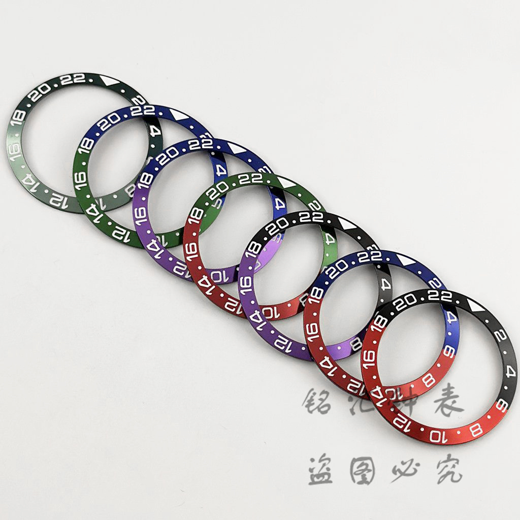 Superior GMT 38MM Sloping Diving Aluminum GMT Watch Insert Watch Replace Watch Bezel Inserts Ring NH35 NH36 NH34 Watch Part