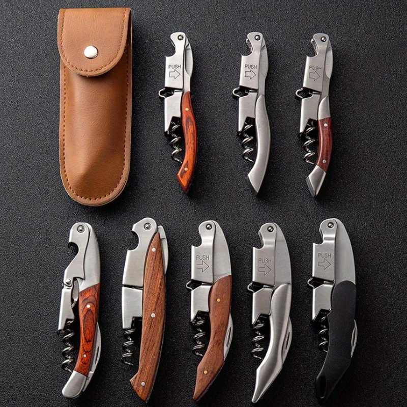 Professional Waiter's Corkscrew Premium Wood Handle Opener with Foil Cutter Multifunction Portable Bottle Opener Bar Tool pen gpt