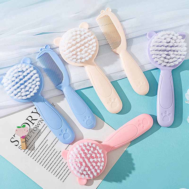 NEW 2Pcs/Set Cute Kids Baby Small Hair Brush and Comb Set for Newborns & Toddlers Baby Brush Soft Bristles Baby Hair Care