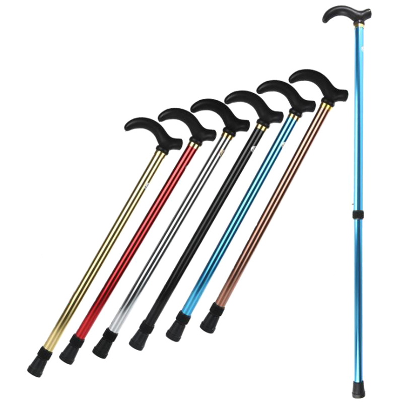 【F】1PC Aluminum Alloy Adjustable Walking Stick 2 Section Stable Anti-Skid Crutch Old Man Hiking Cane Height 75-90cm
