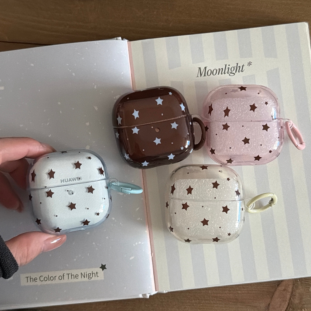 Korean Style Grey Semi Transparent Pink Polka Dot Earphone Cover Case for FreeBuds 7i 6i 5i SE3 SE2 FreeClip 2