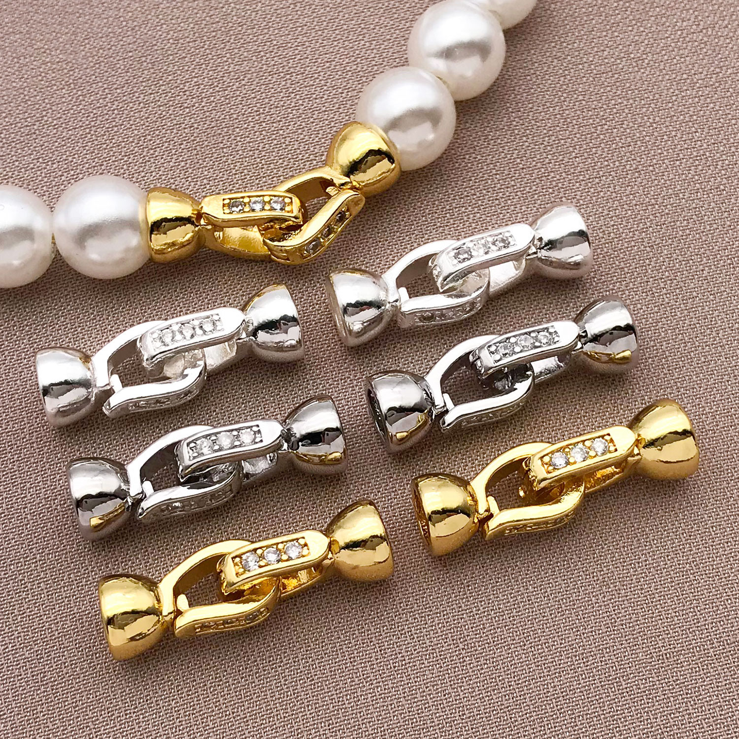 3/5pcs 18K Copper Plated Genuine Gold Thick Silver White Gold Necklace Connection Closing Buckle, DIY Jewelry Making Accessories