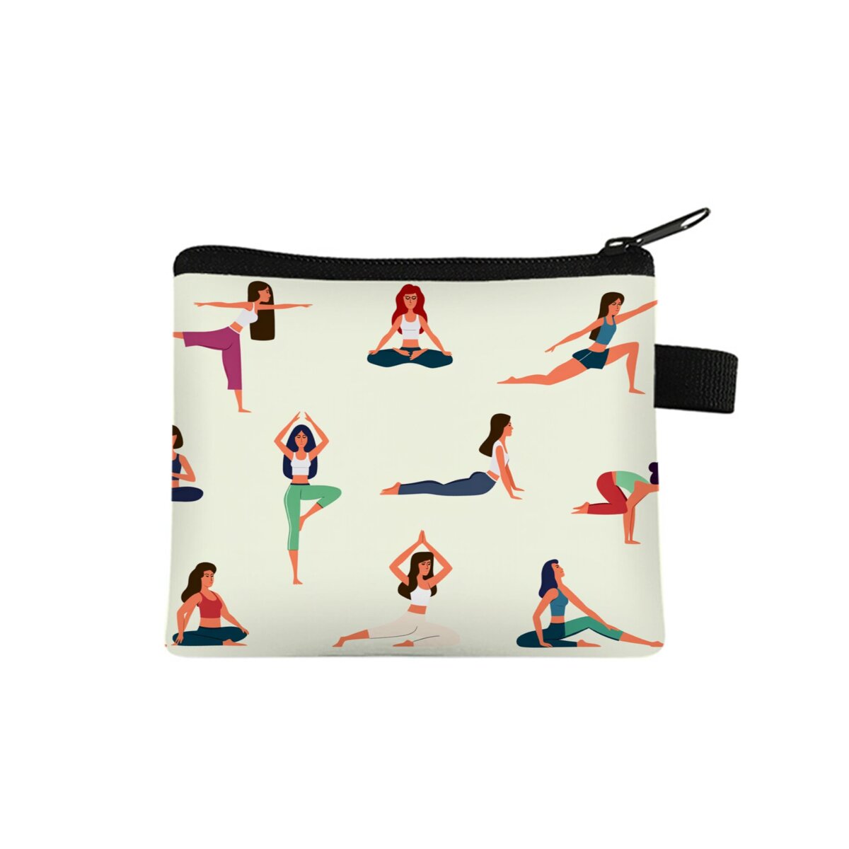 Yoga Print Coin Purse Best for Boy/Girls 2D Flat Cartoon Cute Storage Bag with Zipper Closure for Children's Wallet