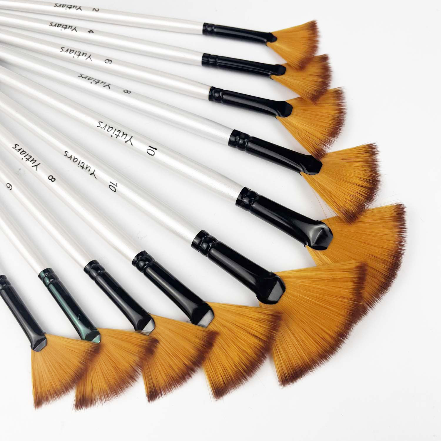 5/10pcs Fan Paint Brush Set Soft Nylon Bristles Wooden Handles for Acrylic, Watercolor, Oil & Gouache Painting