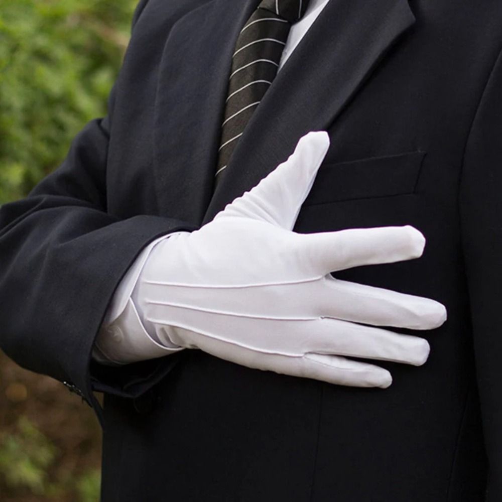 New Soft White Cotton Gloves Hand Moisturising Etiquette Formal Cotton Gloves Thin Black and White Gloves Driving Gloves