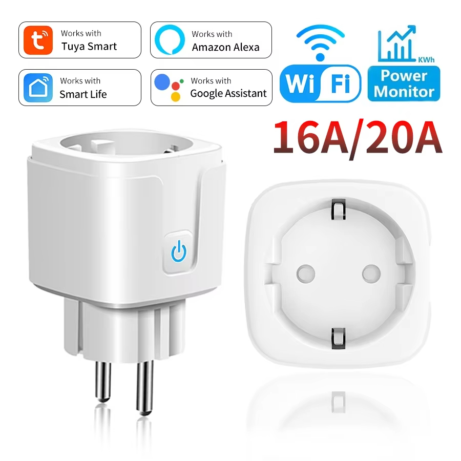 Tuya Smart Plug WiFi Socket Outlet EU 20A 16A Energy Monitoring Function Timer Adapt or Work with Alexa Hey Alice