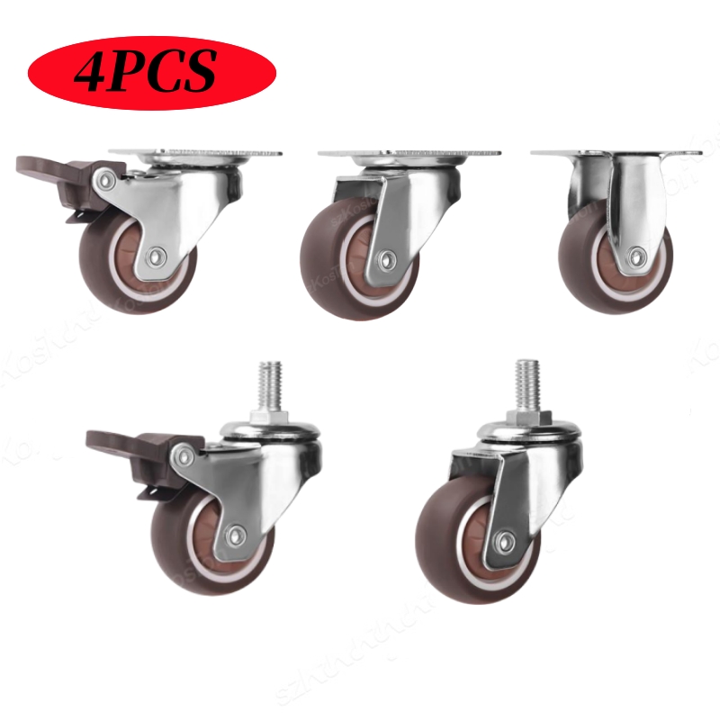4PCS Furniture Wheels 1~2inch Caster Heavy Universal Mute Wheel 360° Swivel Roller for Trolley Chair Office Desk Chair