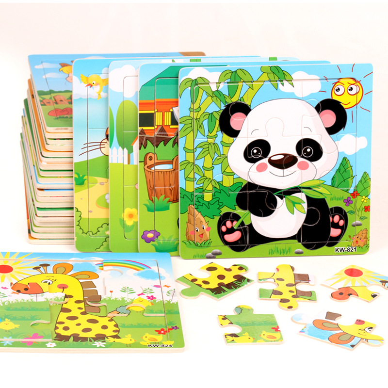 4pcs/6pcs Wooden Puzzles for Kids, Cartoon Animals Puzzles for Toddlers, Educational Preschool Learning Toys for Boys and Girls