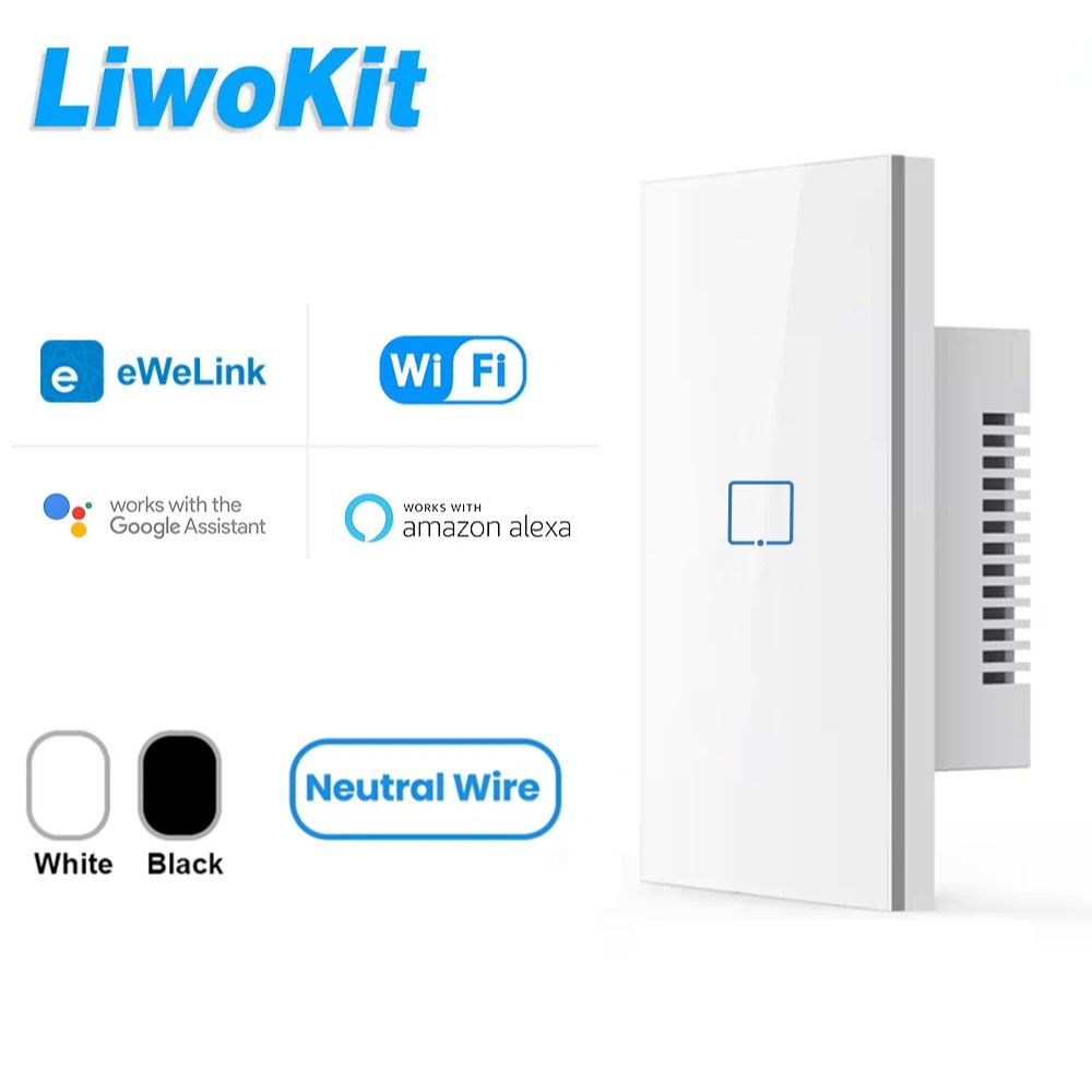 LiwoKit Wifi smart switch EWelink App Bluetooth RF Alexa voice control with neutral wire Install Touch light switch lightify
